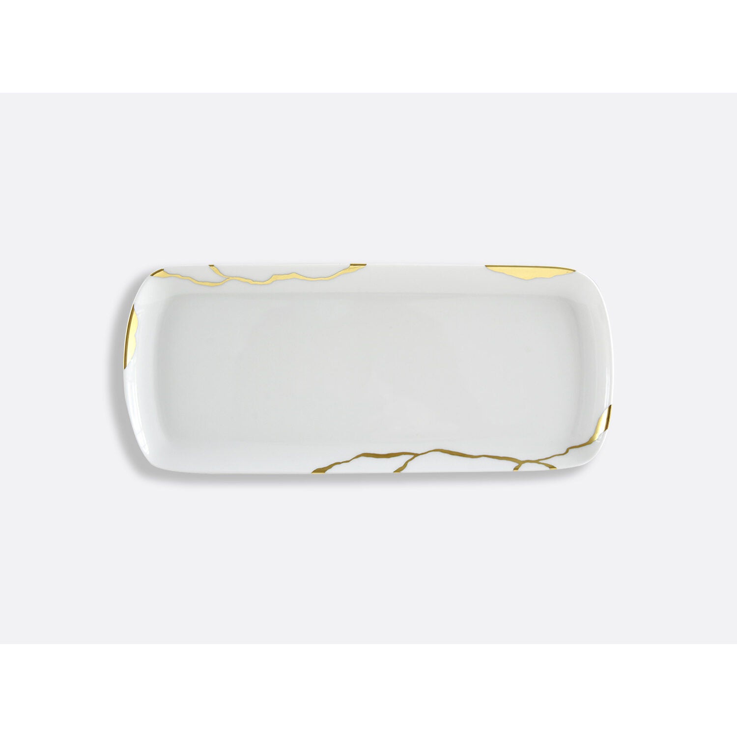 Bernardaud Rectangular cake platter 15", Limoges porcelain, Kintsugi - Sarkis collection, on a white background
