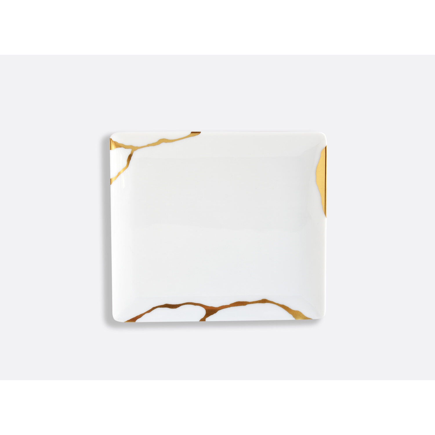 Bernardaud Rectangular tray 6.7" x 5.9", Limoges porcelain, Kintsugi - Sarkis collection, on a white background