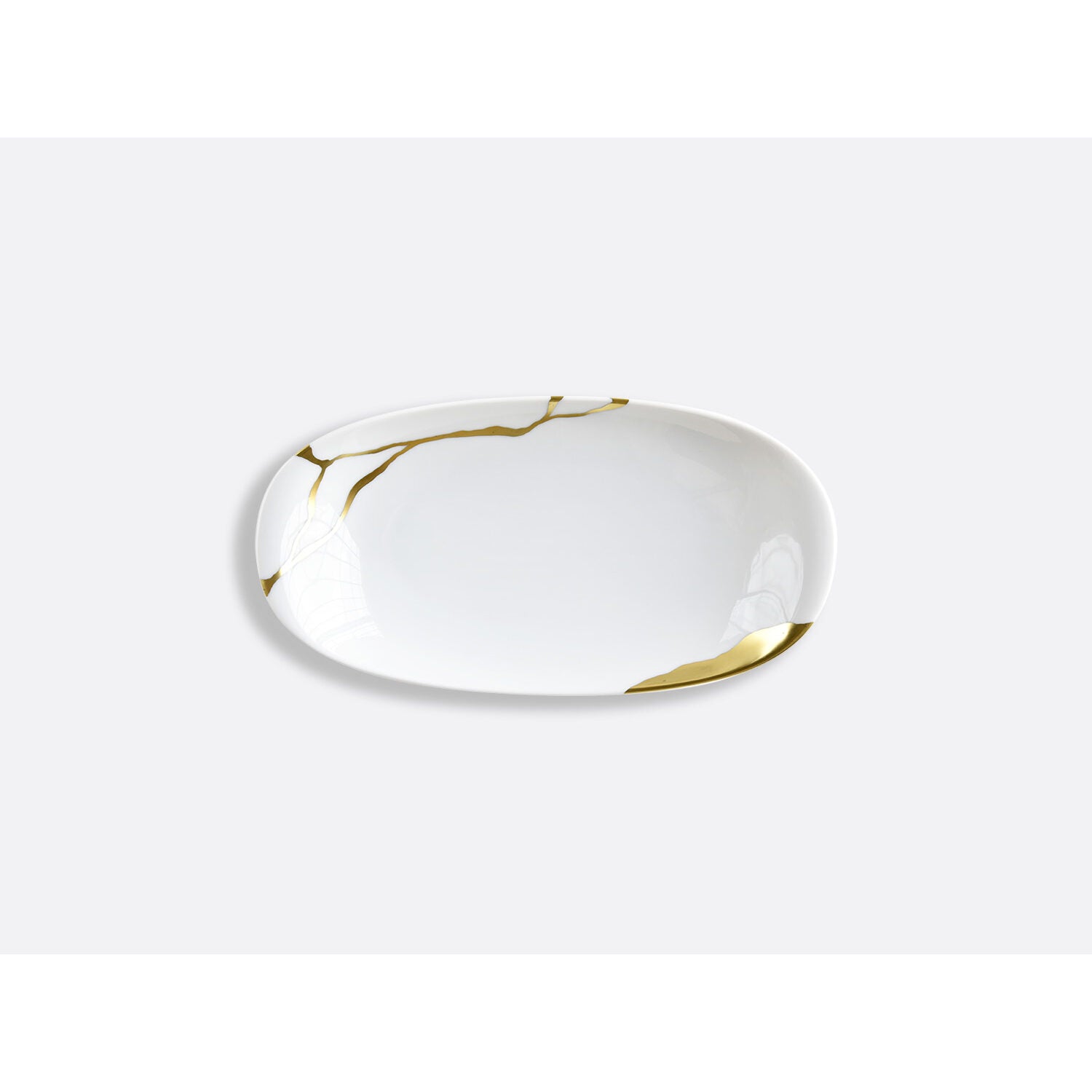 Bernardaud Relish dish 9" x 5", Limoges porcelain, Kintsugi - Sarkis collection, on a white background
