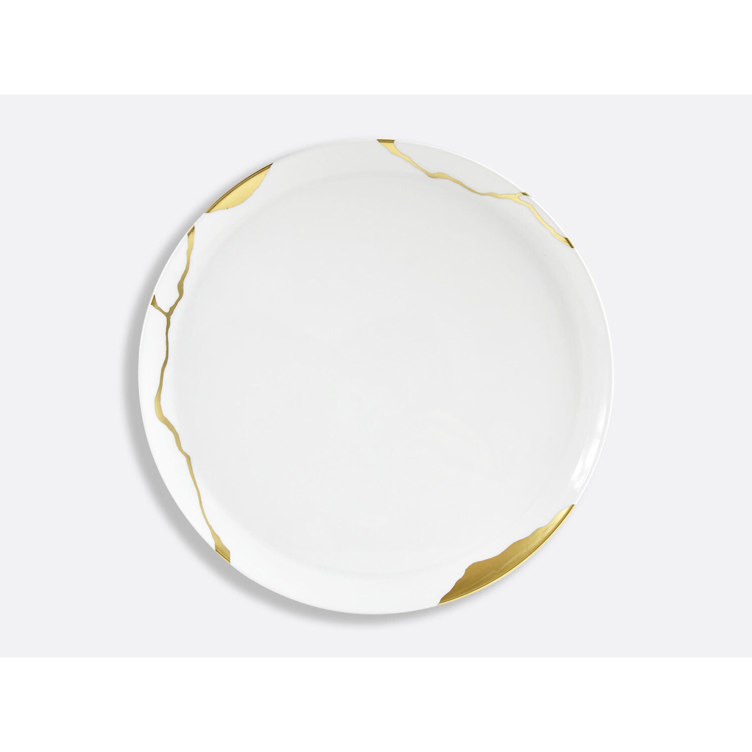 Bernardaud Round tart platter 13", Limoges porcelain, Kintsugi - Sarkis collection, on a white background