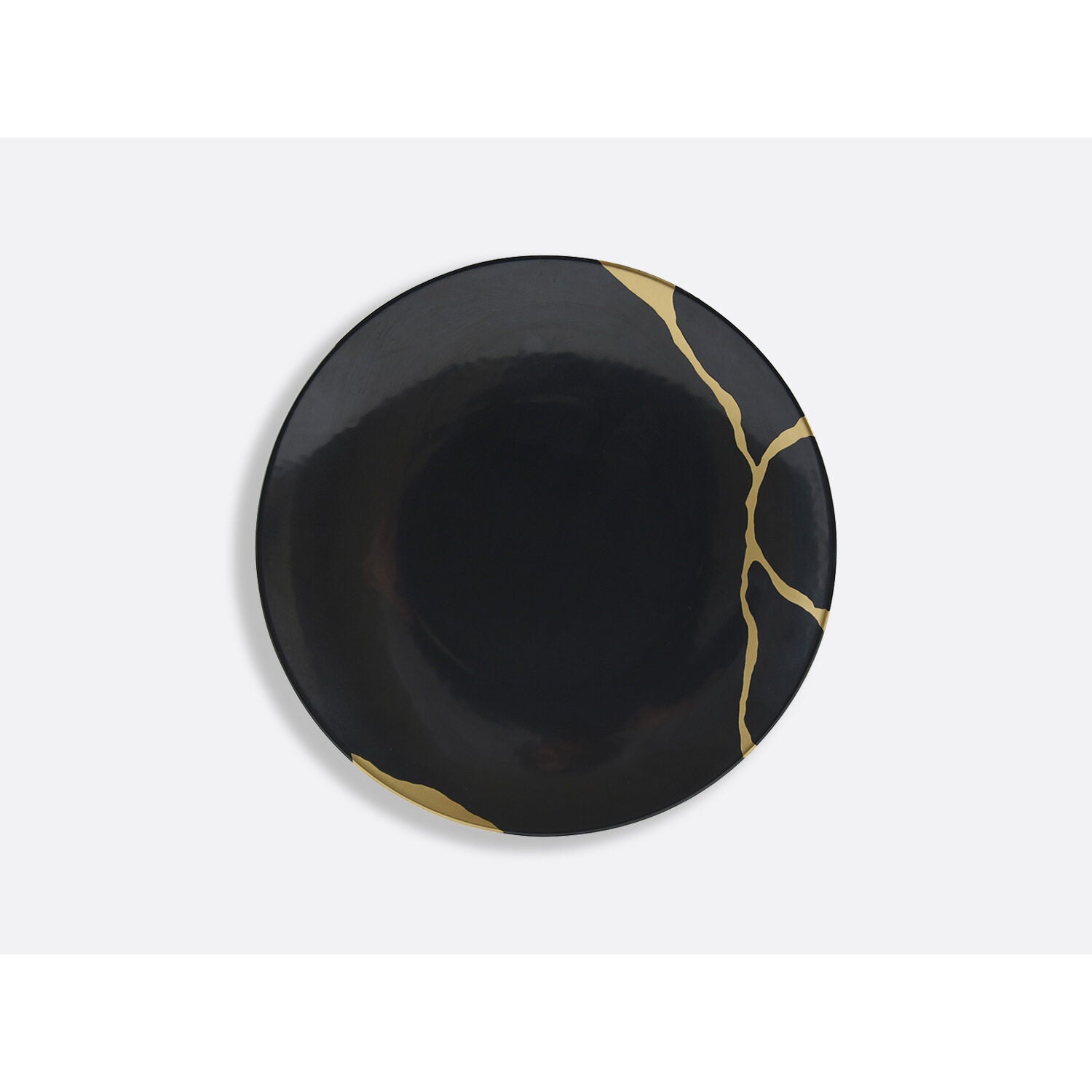 Bernardaud Salad plate 8.5" Charbon in Charcoal, Limoges porcelain, Kintsugi - Sarkis collection, on a white background
