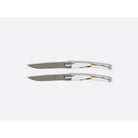 Bernardaud Set of 2 Miroir Argent blade table knives, Limoges porcelain, Kintsugi - Sarkis collection, on a white background