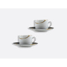 Bernardaud Set of tea cups and saucers 5 oz Charbon in Charcoal, Limoges porcelain, Kintsugi - Sarkis collection, detail view