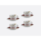 Bernardaud Set of tea cups and saucers 5 oz Rouge Empereur in Emperor Red, Limoges porcelain, Kintsugi - Sarkis collection, detail view