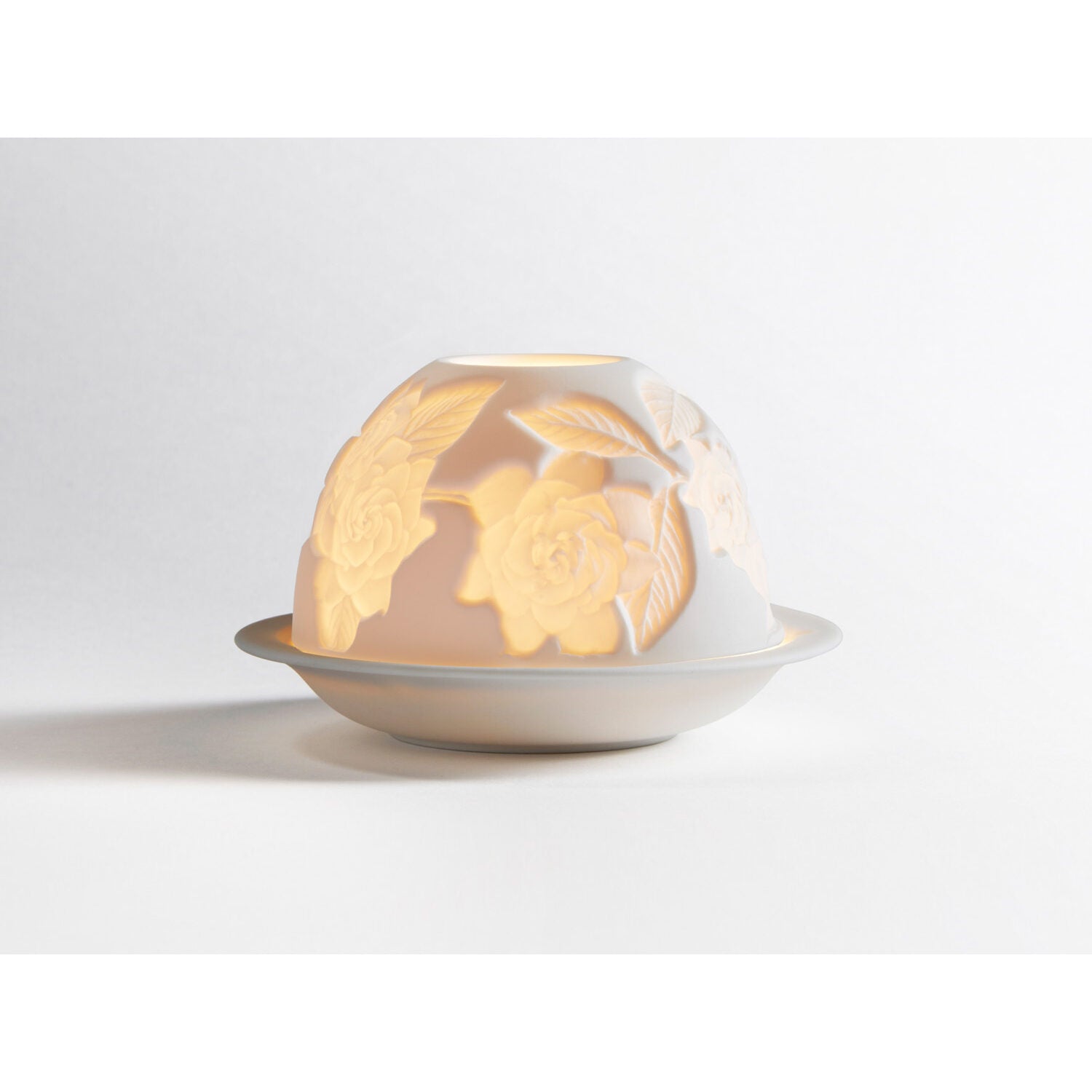 Bernardaud Gardenia's flowers Led, Limoges porcelain, LED Votivelights collection, on a white background