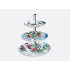 Bernardaud 3-tier tray, Limoges porcelain, Les Bouquets de Fleurs - Marc Chagall collection, on a white background