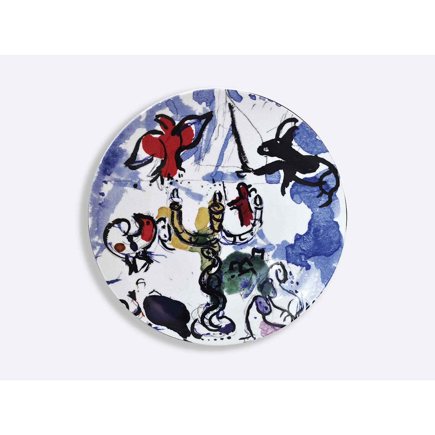 Bernardaud Gift box set of 6 assorted dinner plates 10.6" (serie 1), Limoges porcelain, Les Vitraux D'Hadassah - Marc Chagall collection, detail view