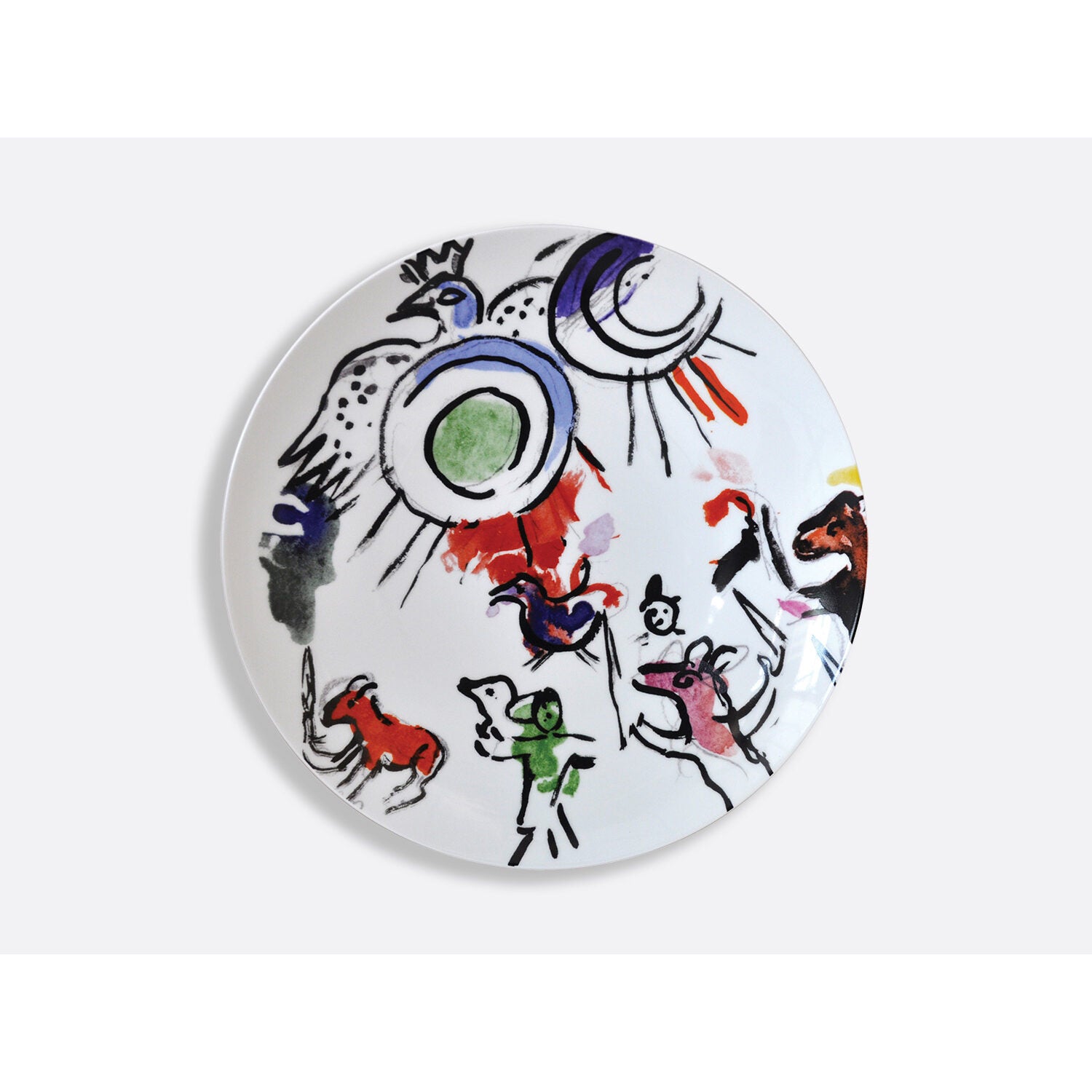 Bernardaud Gift box set of 6 assorted dinner plates 10.6" (serie 1), Limoges porcelain, Les Vitraux D'Hadassah - Marc Chagall collection, detail view