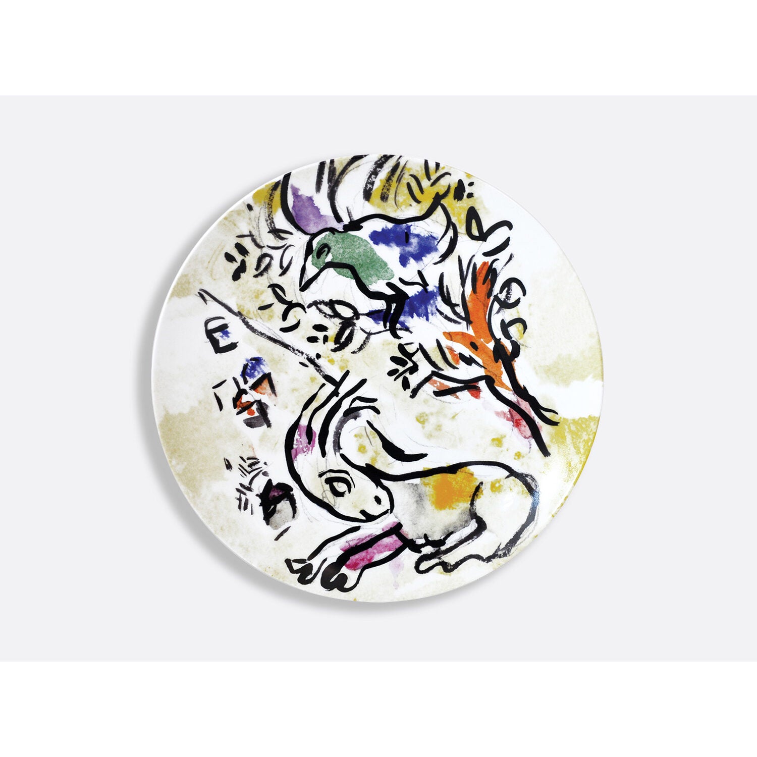 Bernardaud Gift box set of 6 assorted dinner plates 10.6" (serie 1), Limoges porcelain, Les Vitraux D'Hadassah - Marc Chagall collection, detail view