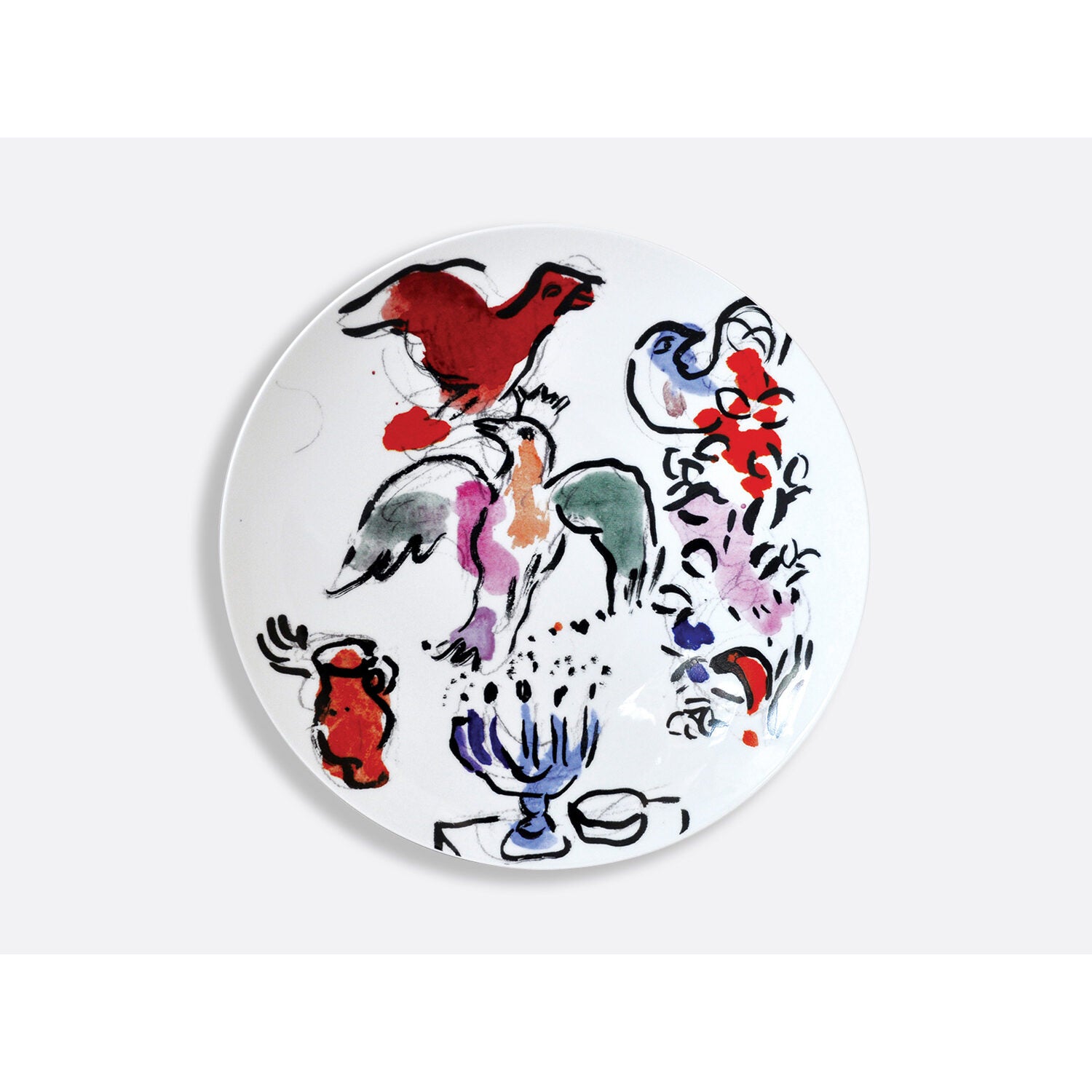 Bernardaud Gift box set of 6 assorted dinner plates 10.6" (serie 1), Limoges porcelain, Les Vitraux D'Hadassah - Marc Chagall collection, detail view