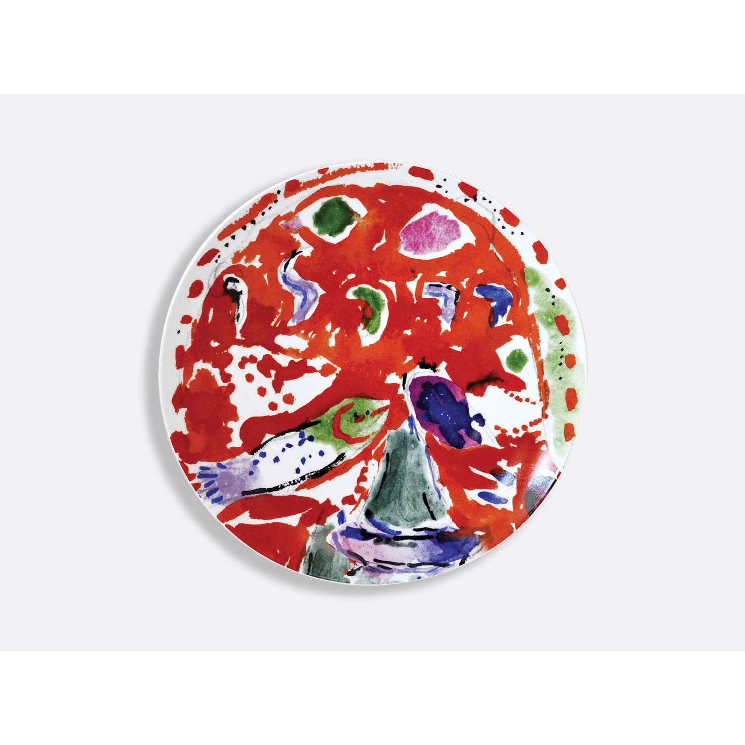 Bernardaud Gift box set of 6 assorted salad plates 8.3" (serie 2), Limoges porcelain, Les Vitraux D'Hadassah - Marc Chagall collection, detail view