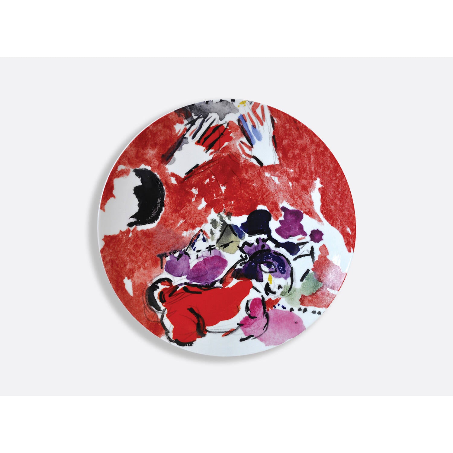 Bernardaud Gift box set of 6 assorted salad plates 8.3" (serie 2), Limoges porcelain, Les Vitraux D'Hadassah - Marc Chagall collection, detail view