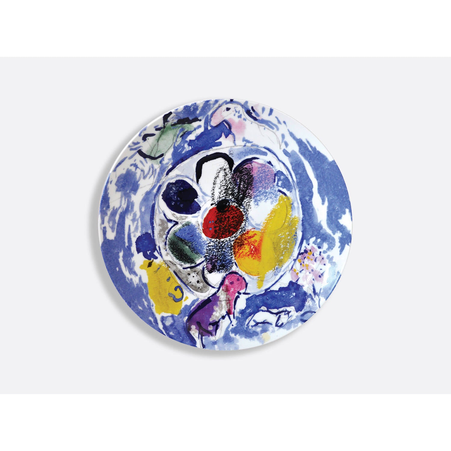 Bernardaud Gift box set of 6 assorted salad plates 8.3" (serie 2), Limoges porcelain, Les Vitraux D'Hadassah - Marc Chagall collection, detail view