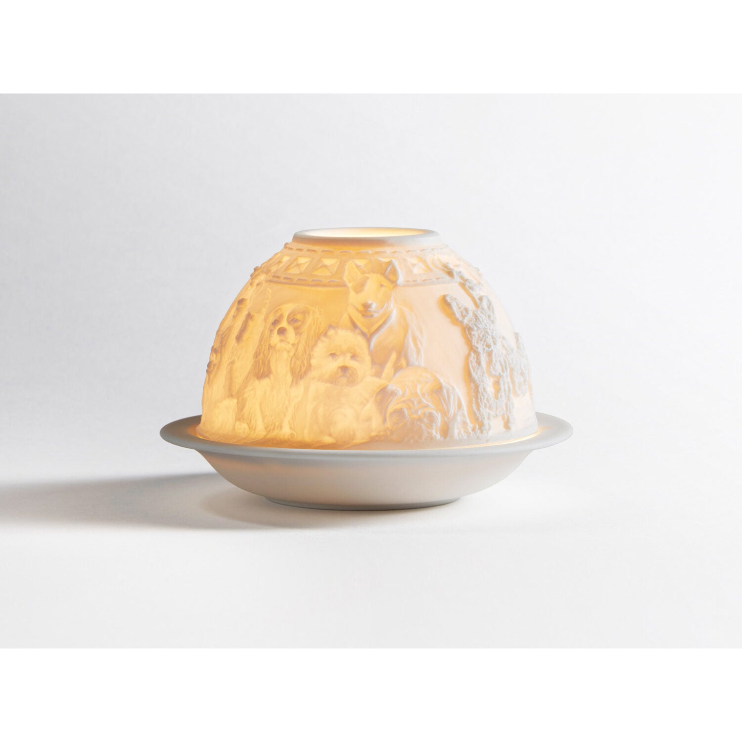 Bernardaud Dogs, Limoges porcelain, Lithophanies JP collection, on a white background