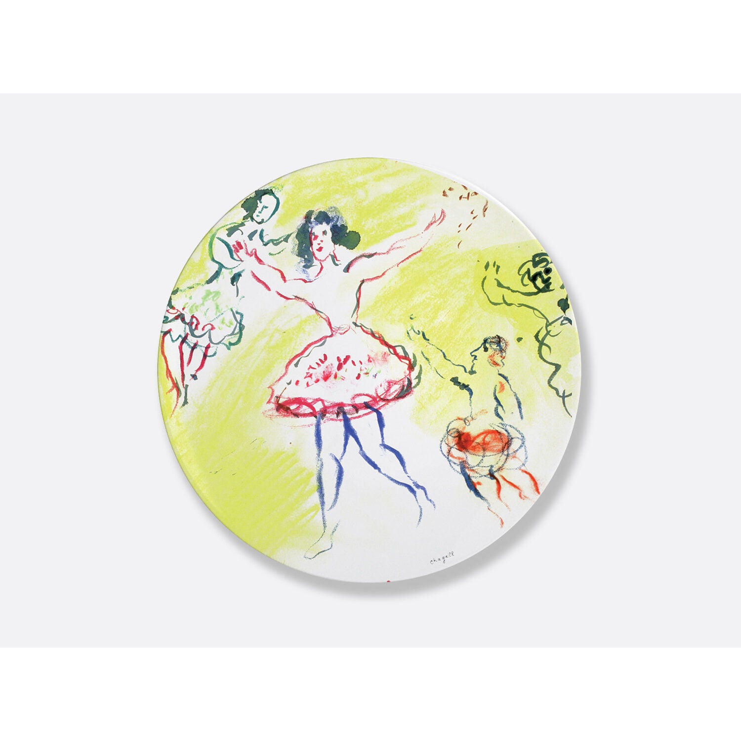 Bernardaud Gift box set of 6 dinner plates 10.5", Limoges porcelain, Marc Chagall collection, detail view