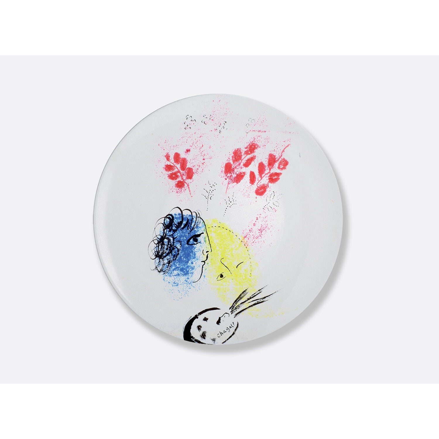 Bernardaud Gift box set of 6 dinner plates 10.5", Limoges porcelain, Marc Chagall collection, detail view