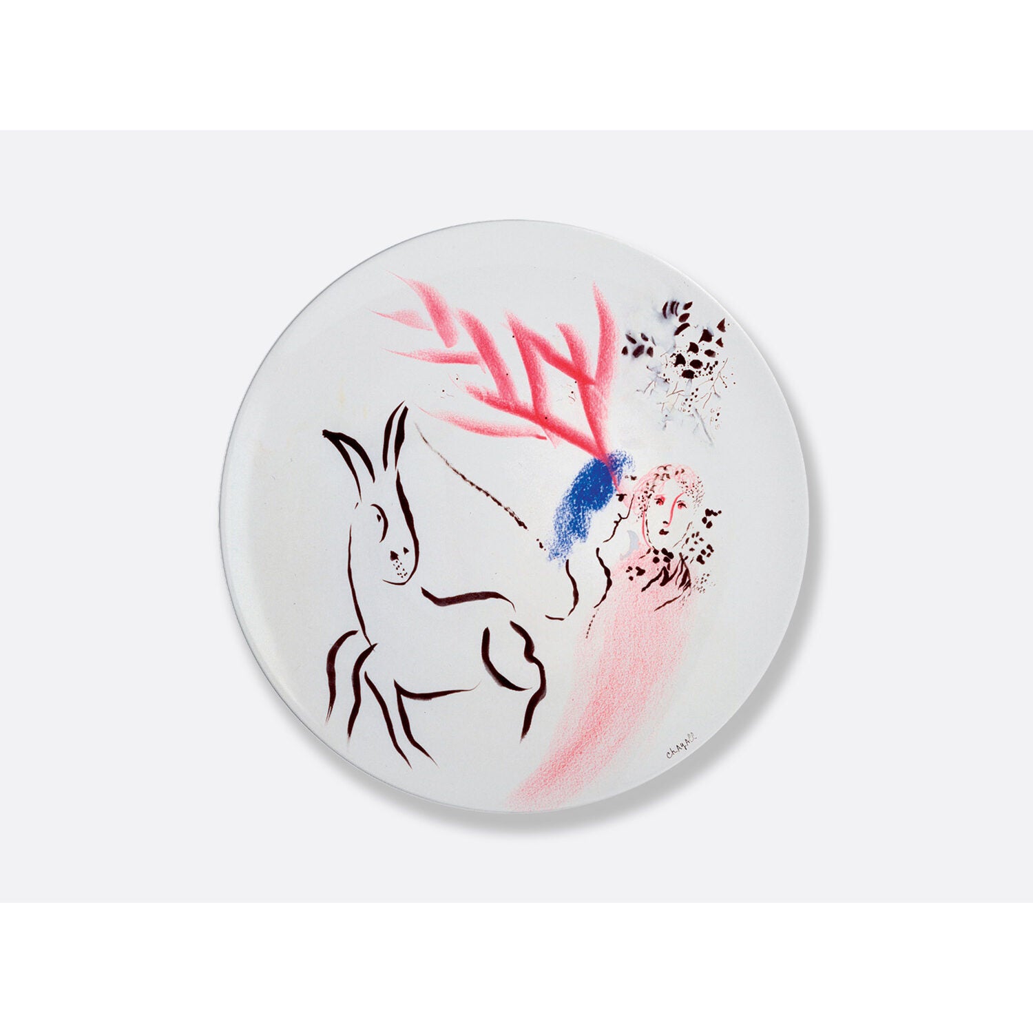 Bernardaud Gift box set of 6 dinner plates 10.5", Limoges porcelain, Marc Chagall collection, detail view