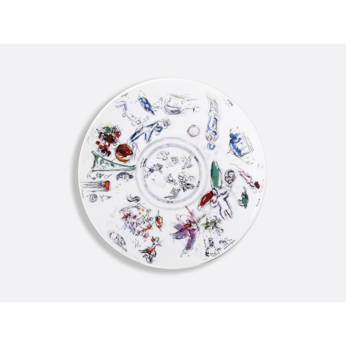 Bernardaud Marc Chagall Gift Box Set of 6 Salad Plates "Sketch for the Opéra Garnier Ceiling" 8.3", view 4