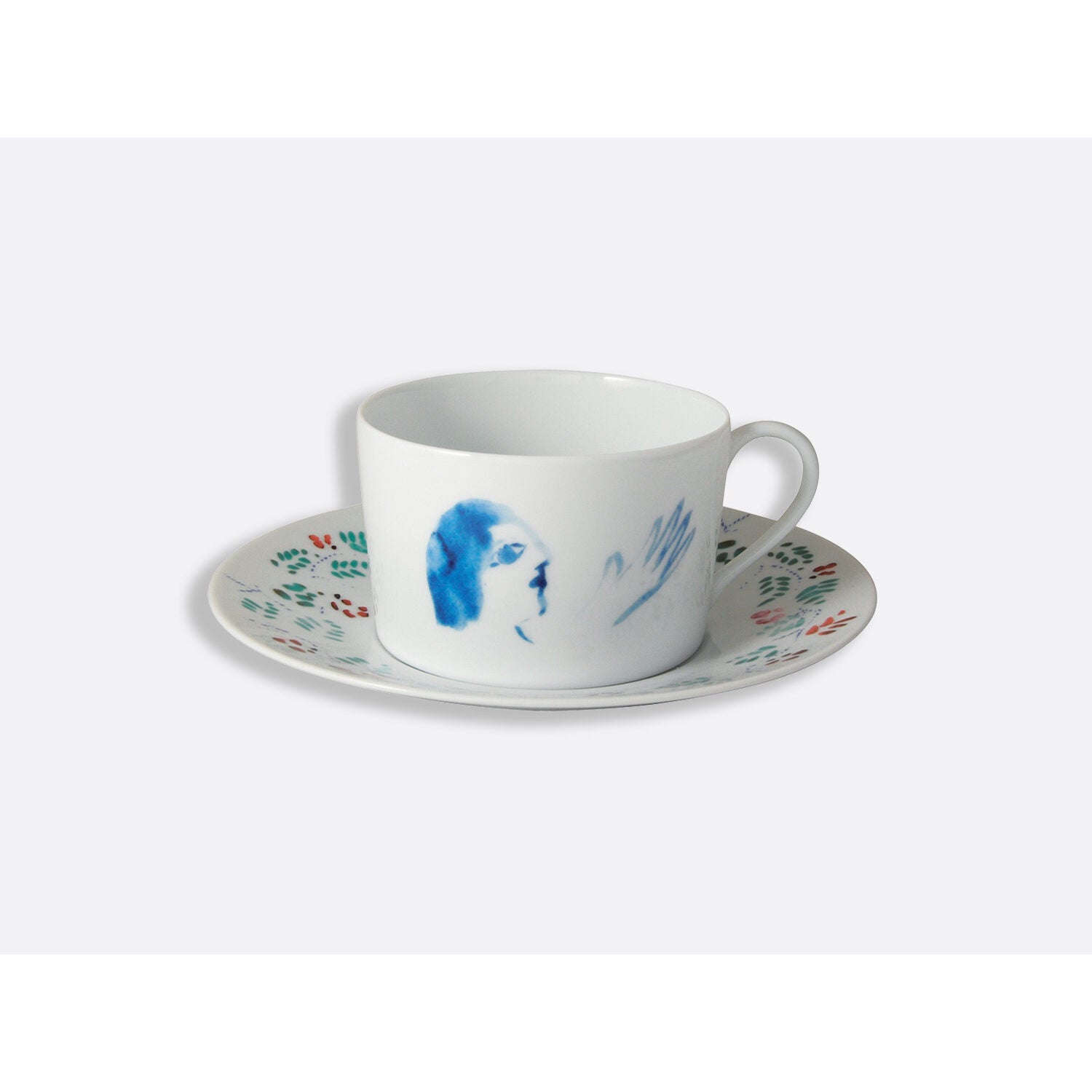 Bernardaud Gift boxed set of 2 assorted breakfast cups and saucers 8.5 oz, Limoges porcelain, Marc Chagall collection, detail view