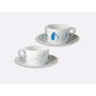 Bernardaud Gift boxed set of 2 assorted breakfast cups and saucers 8.5 oz, Limoges porcelain, Marc Chagall collection, on a white background