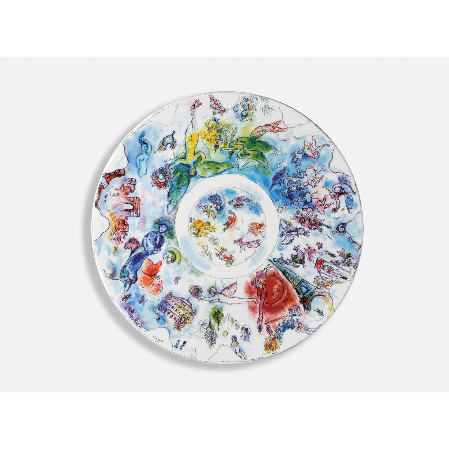 Bernardaud Large coupe Sketch for the Opéra Garnier ceiling 14.2", Limoges porcelain, Marc Chagall collection, on a white background
