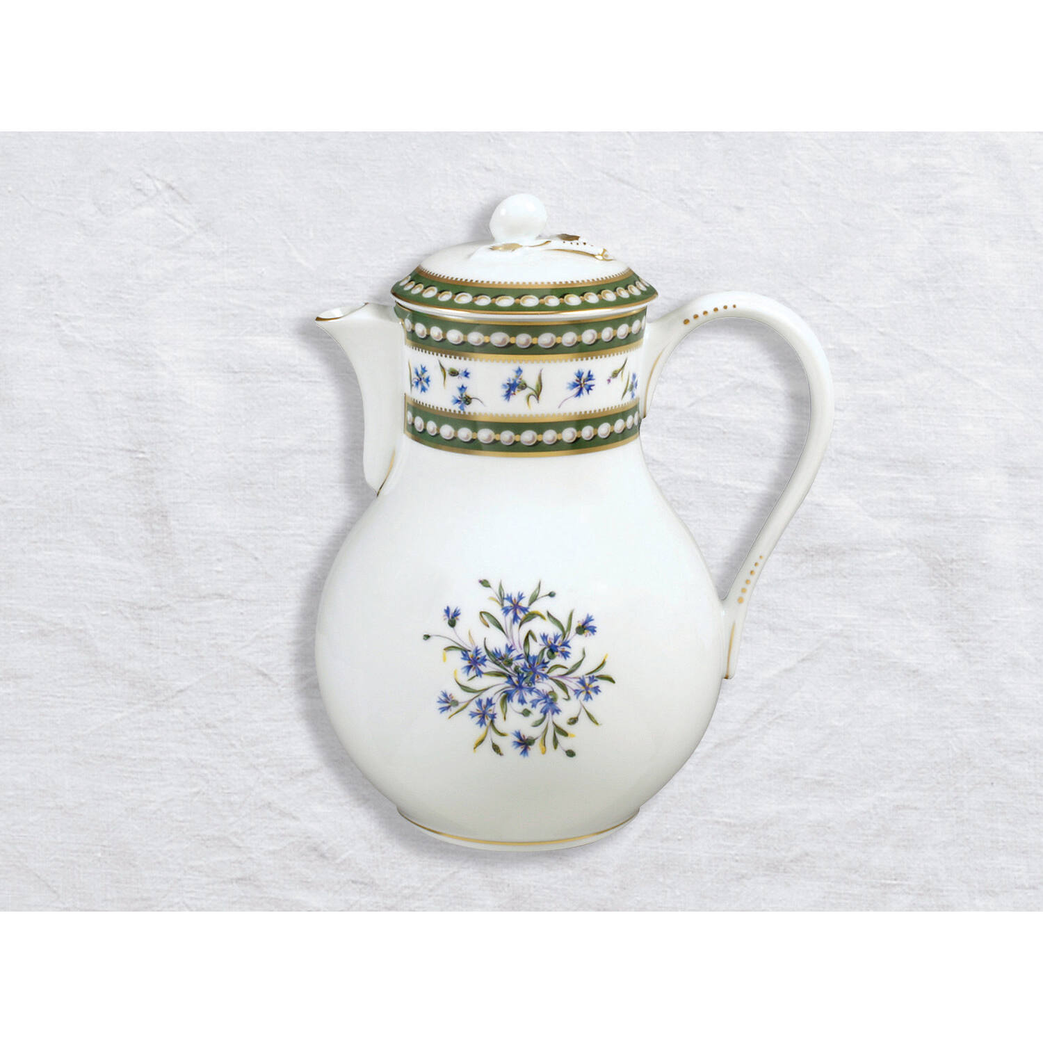 Bernardaud Coffee pot 37 oz, Limoges porcelain, Marie-Antoinette collection, on a white background