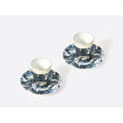 Bernardaud Set of 2 espresso cups and saucers 2.5 oz, Limoges porcelain, Mehdi Quotbi collection, on a white background