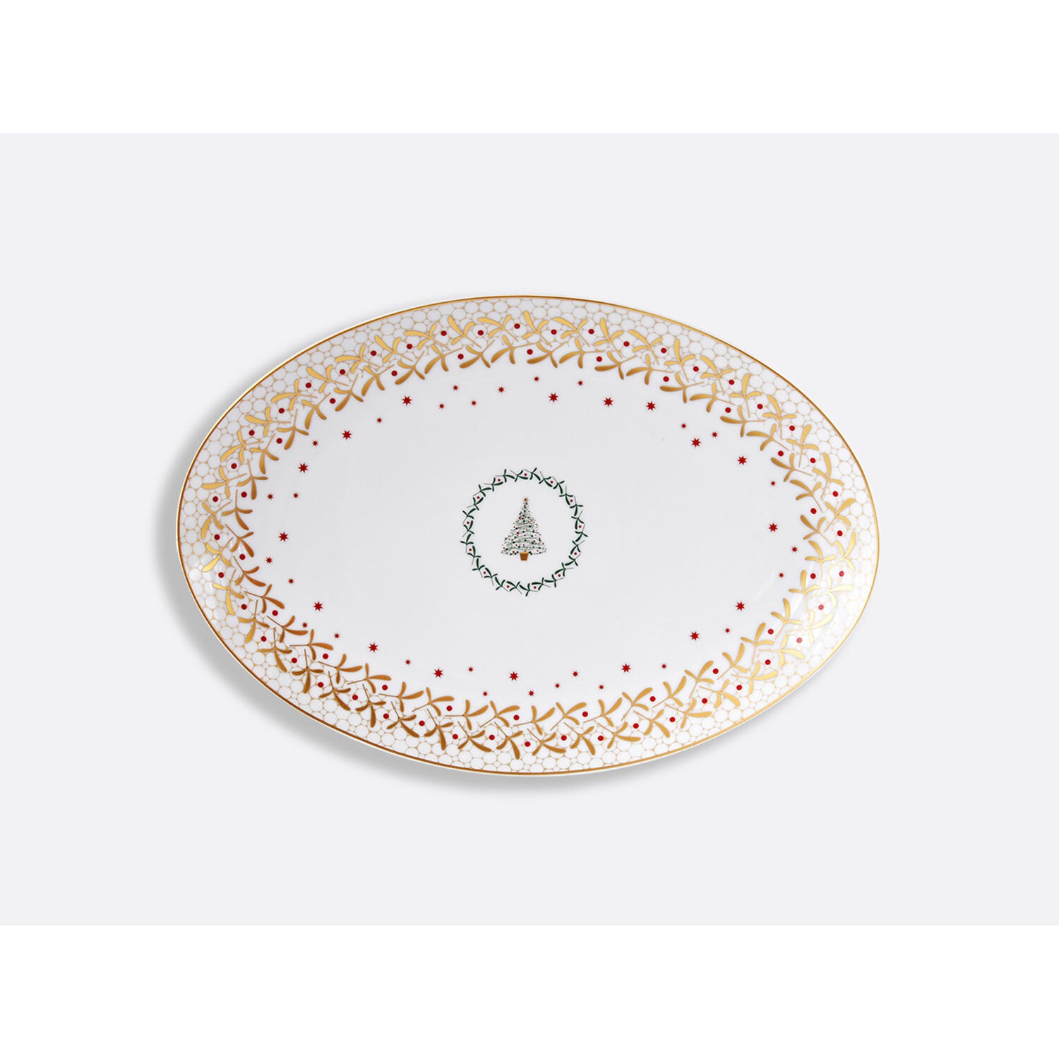 Bernardaud Oval platter 15", Limoges porcelain, Noël collection, on a white background