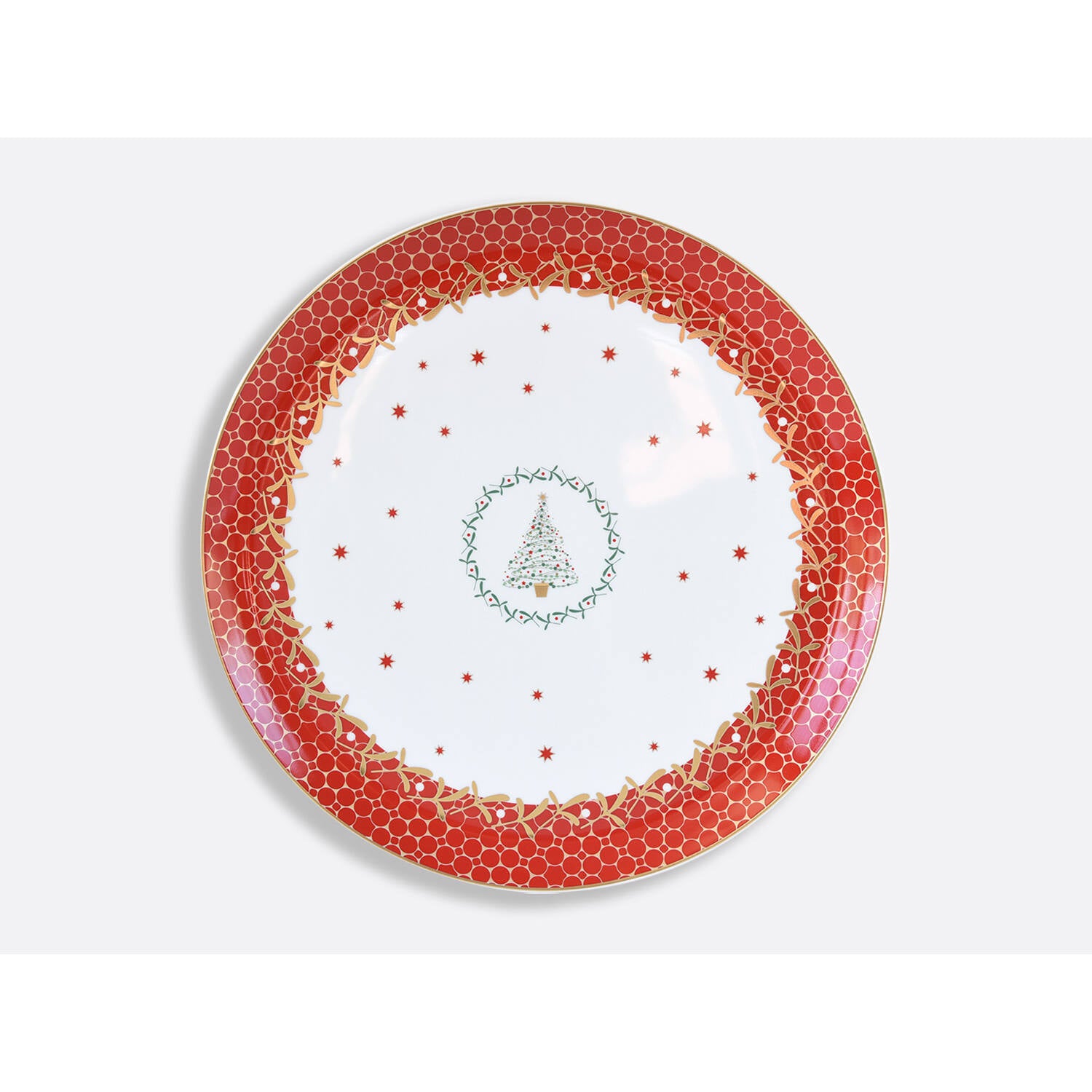 Bernardaud Round tart platter 13", Limoges porcelain, Noël collection, on a white background