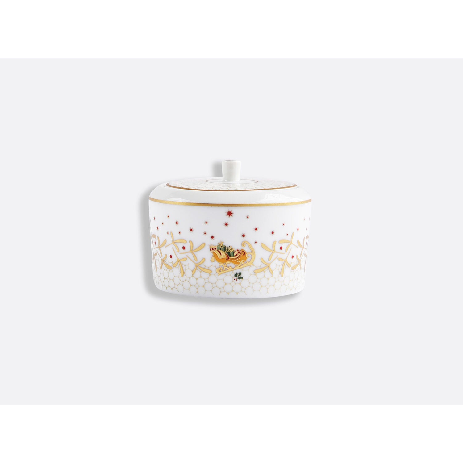 Bernardaud Sugar bowl 5 oz, Limoges porcelain, Noël collection, on a white background