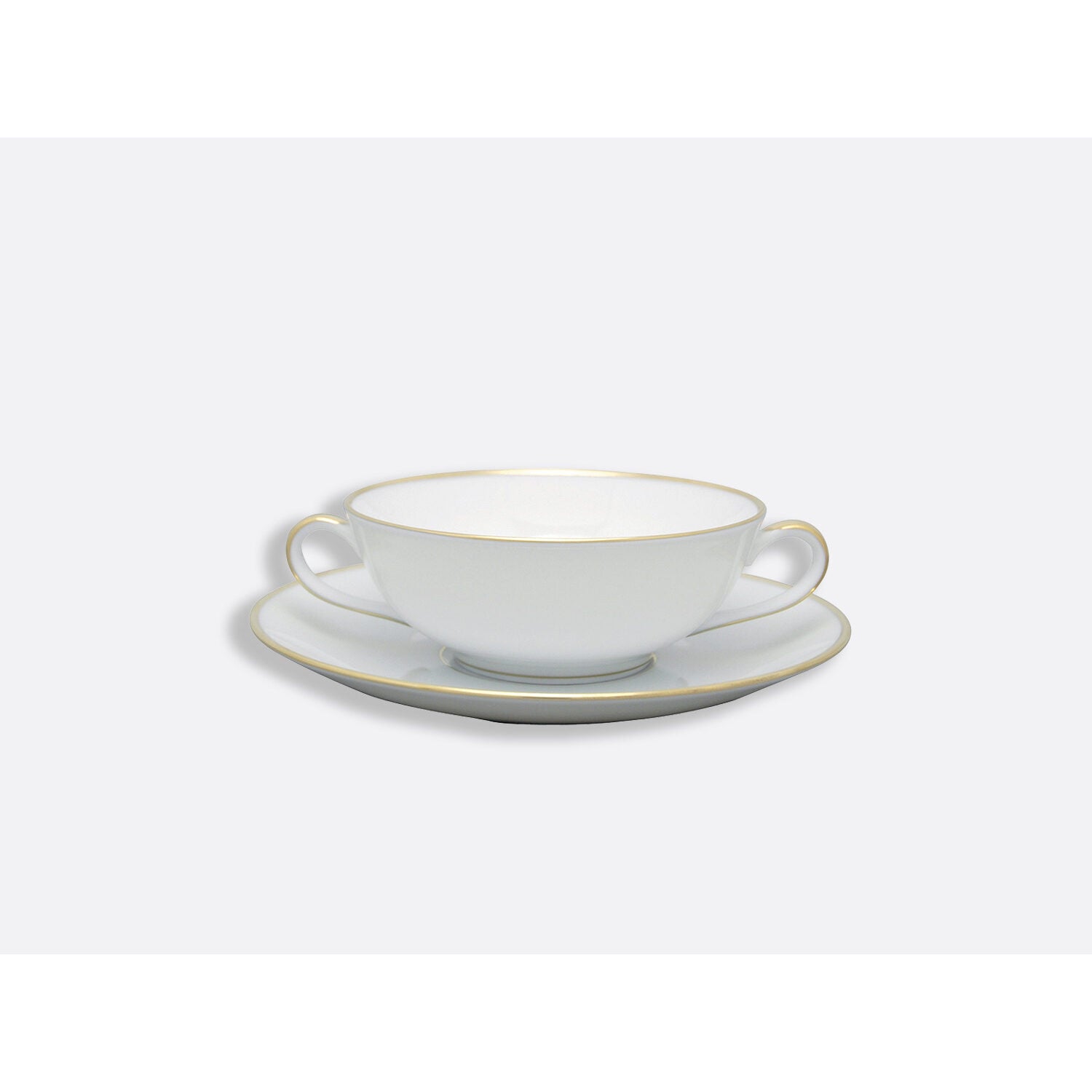 Bernardaud Cream cup and saucer 5", Limoges porcelain, Palmyre collection, on a white background