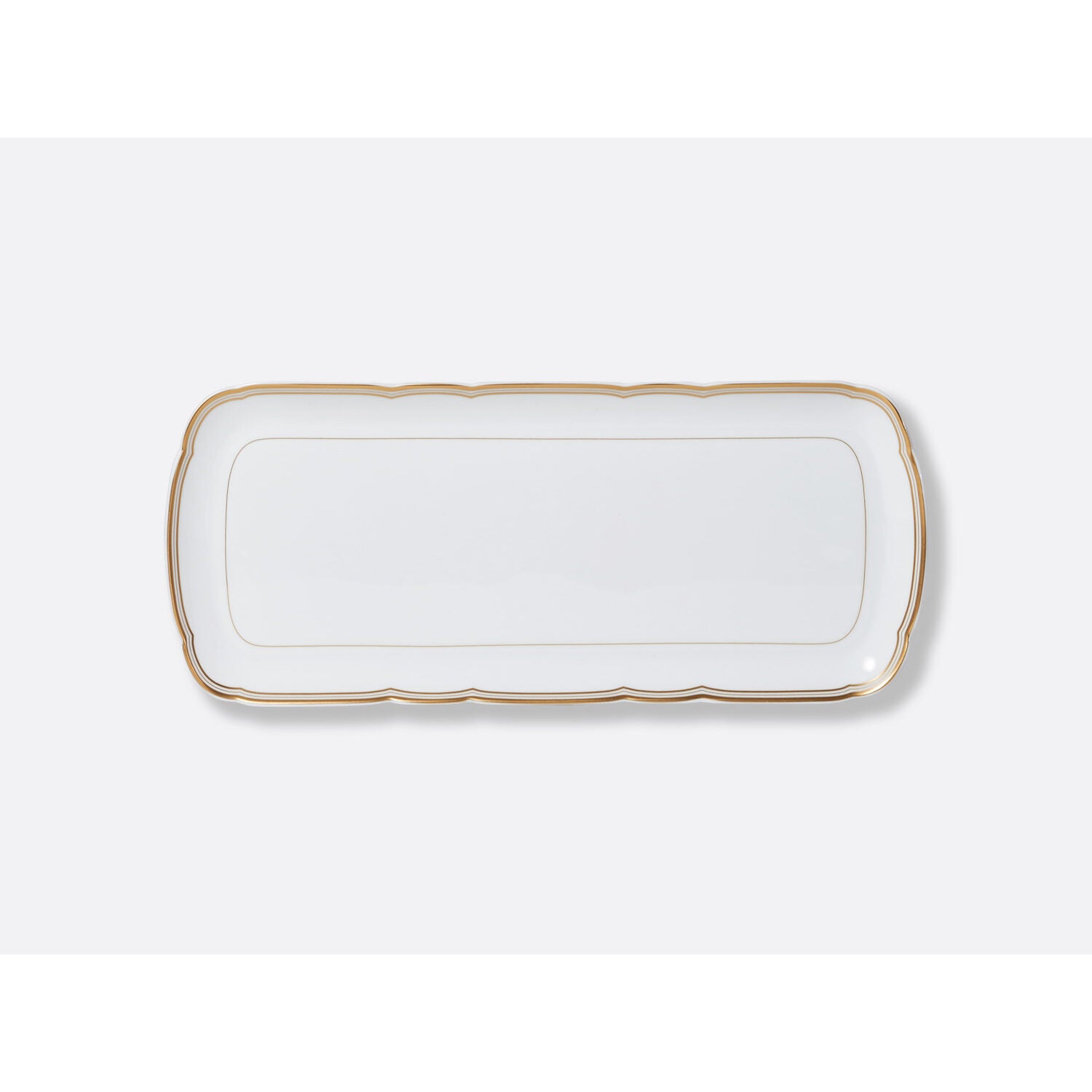 Bernardaud Cake platter rectangular 15", Limoges porcelain, Pompadour collection, on a white background