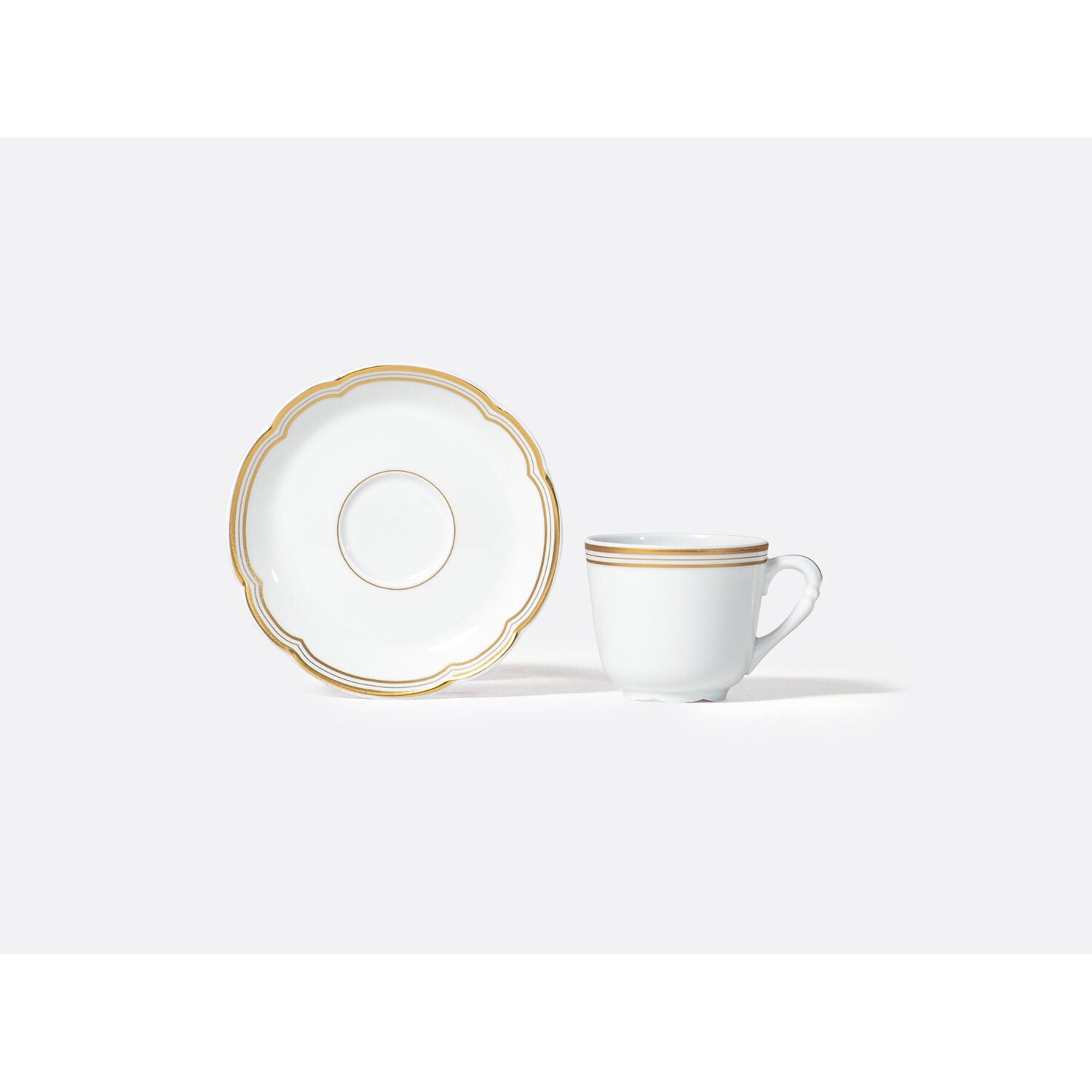 Bernardaud Moka cup and saucer gift box 2 oz, Limoges porcelain, Pompadour collection, detail view