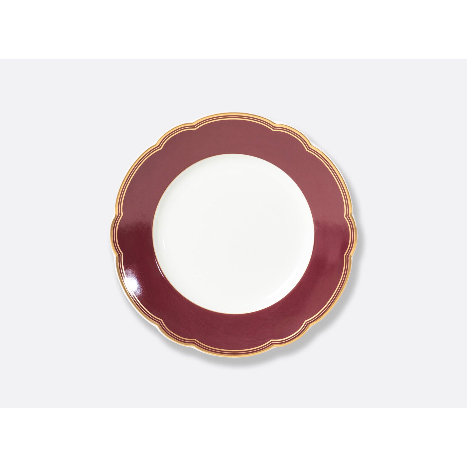 Bernardaud Salad plate Grenat 8.5" in Garnet, Limoges porcelain, Pompadour collection, on a white background