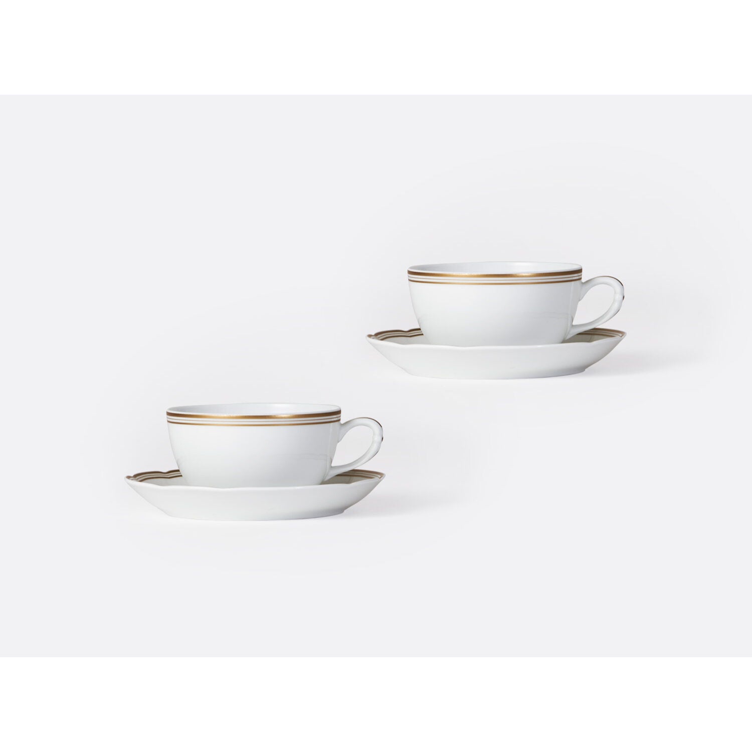 Bernardaud Set of tea cups and saucers 4.5 oz, Limoges porcelain, Pompadour collection, detail view