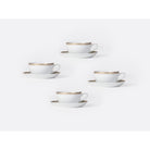 Bernardaud Set of tea cups and saucers 4.5 oz, Limoges porcelain, Pompadour collection, detail view