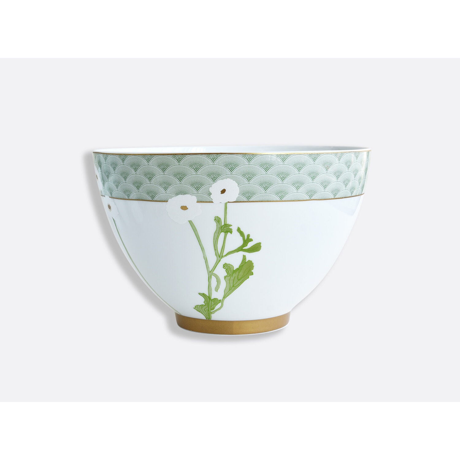 Bernardaud Deep salad bowl 140 oz 10.5", Limoges porcelain, Praiana collection, detail view