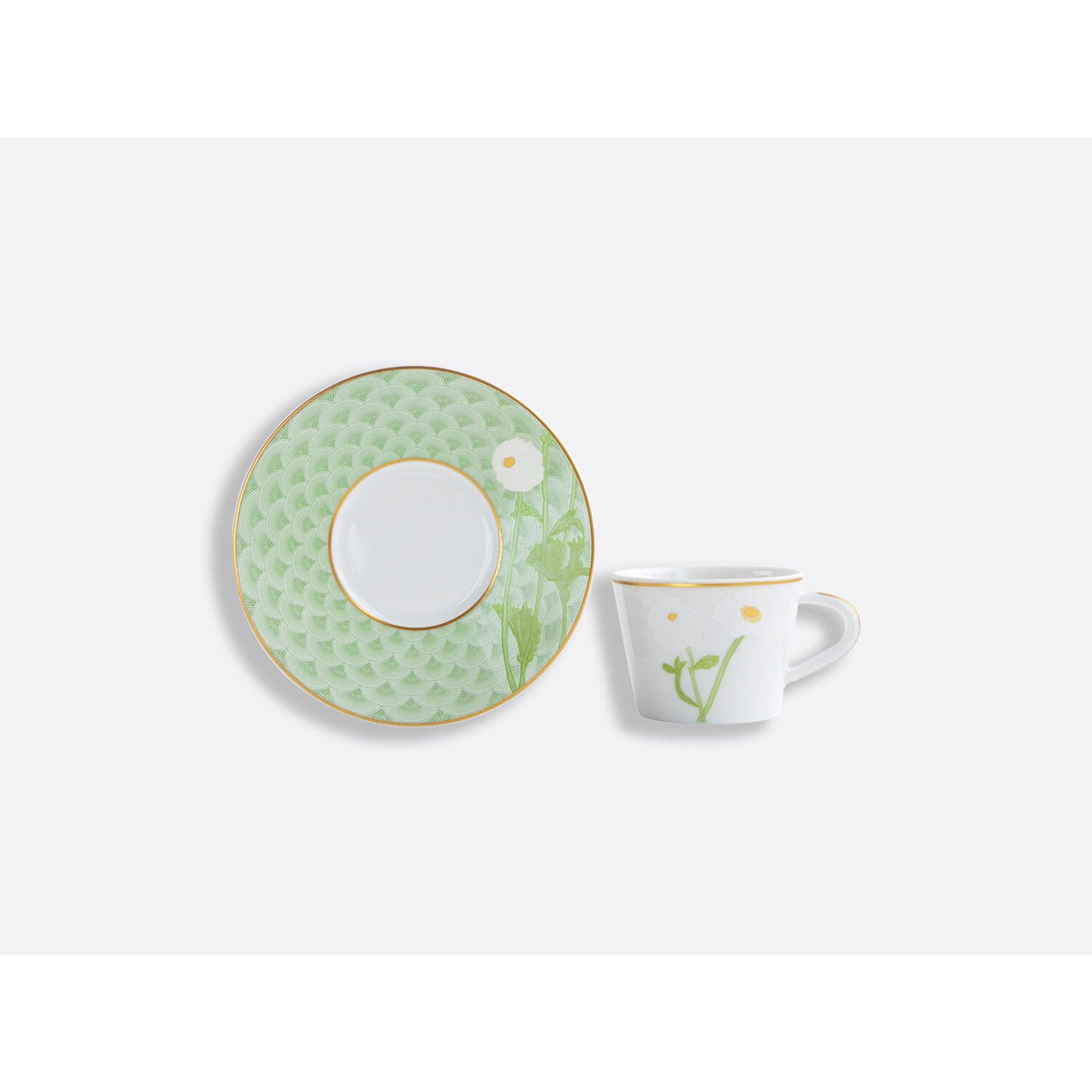 Bernardaud Espresso cup and saucer 2.1 oz, Limoges porcelain, Praiana collection, on a white background