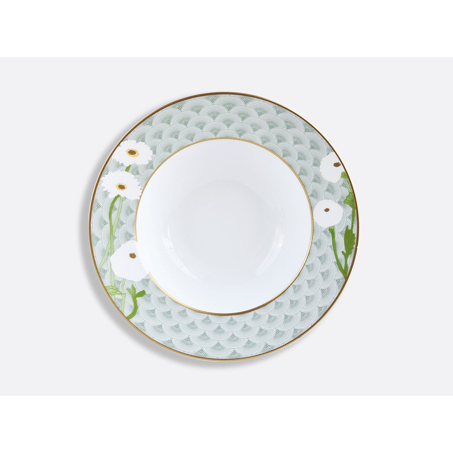 Bernardaud Rim soup 9", Limoges porcelain, Praiana collection, on a white background