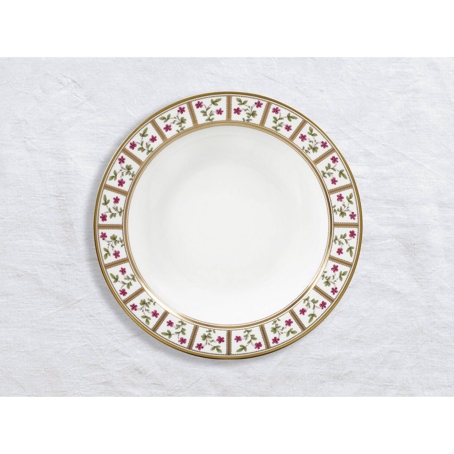 Bernardaud Deep round dish 11.5", Limoges porcelain, Roseraie collection, on a white background