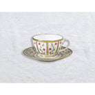 Bernardaud Tea cup and saucer, Limoges porcelain, Roseraie collection, on a white background