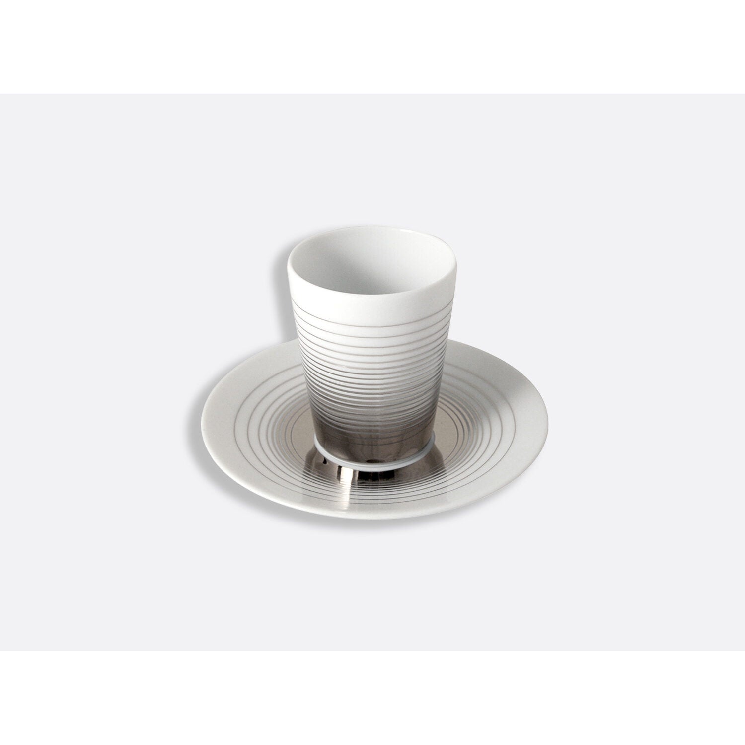 Bernardaud Set of 2 handle-less espresso cups and saucers 2.4 oz, Limoges porcelain, detail view