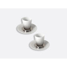 Bernardaud Set of 2 handle-less espresso cups and saucers 2.4 oz, Limoges porcelain, on a white background