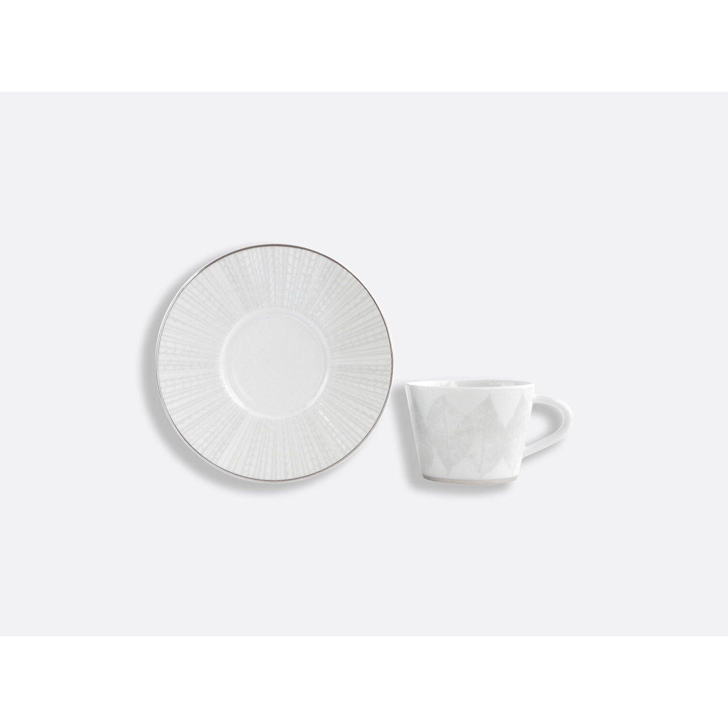 Bernardaud Espresso cup & saucer 3 oz, Limoges porcelain, Silva collection, on a white background