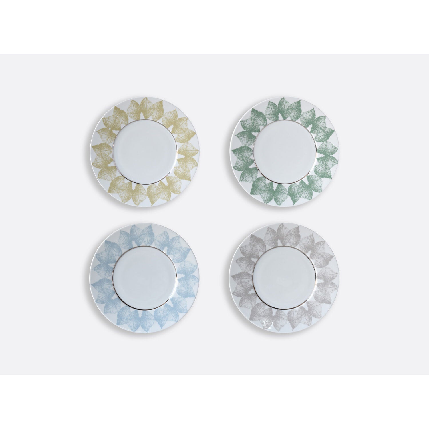 Bernardaud Gift box set of assorted dessert plates 8.5", Limoges porcelain, Silva collection, on a white background