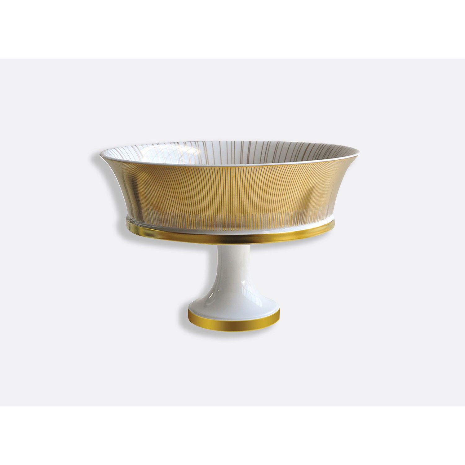 Bernardaud Footed cake plate H. 10.6", Limoges porcelain, Sol collection, on a white background