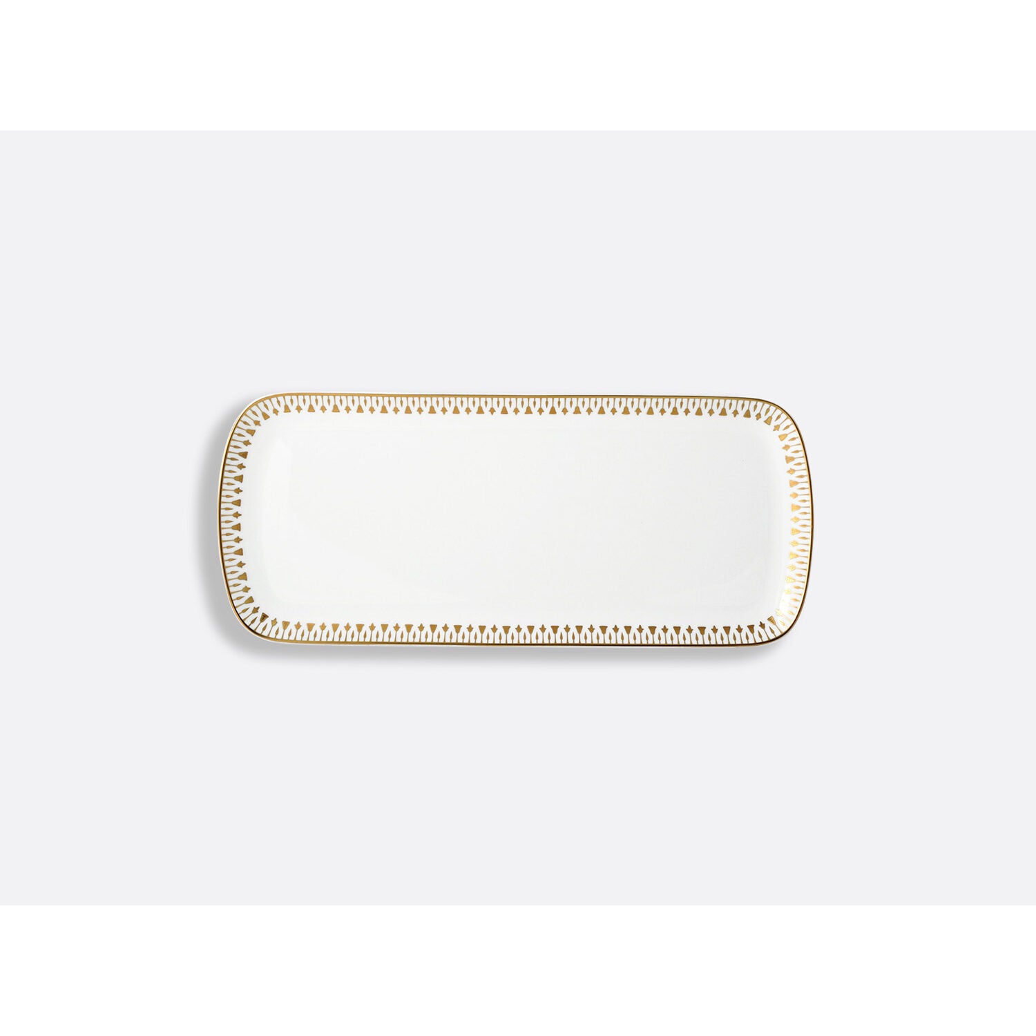 Bernardaud Cake platter rectangular 15", Limoges porcelain, Soleil Levant collection, on a white background