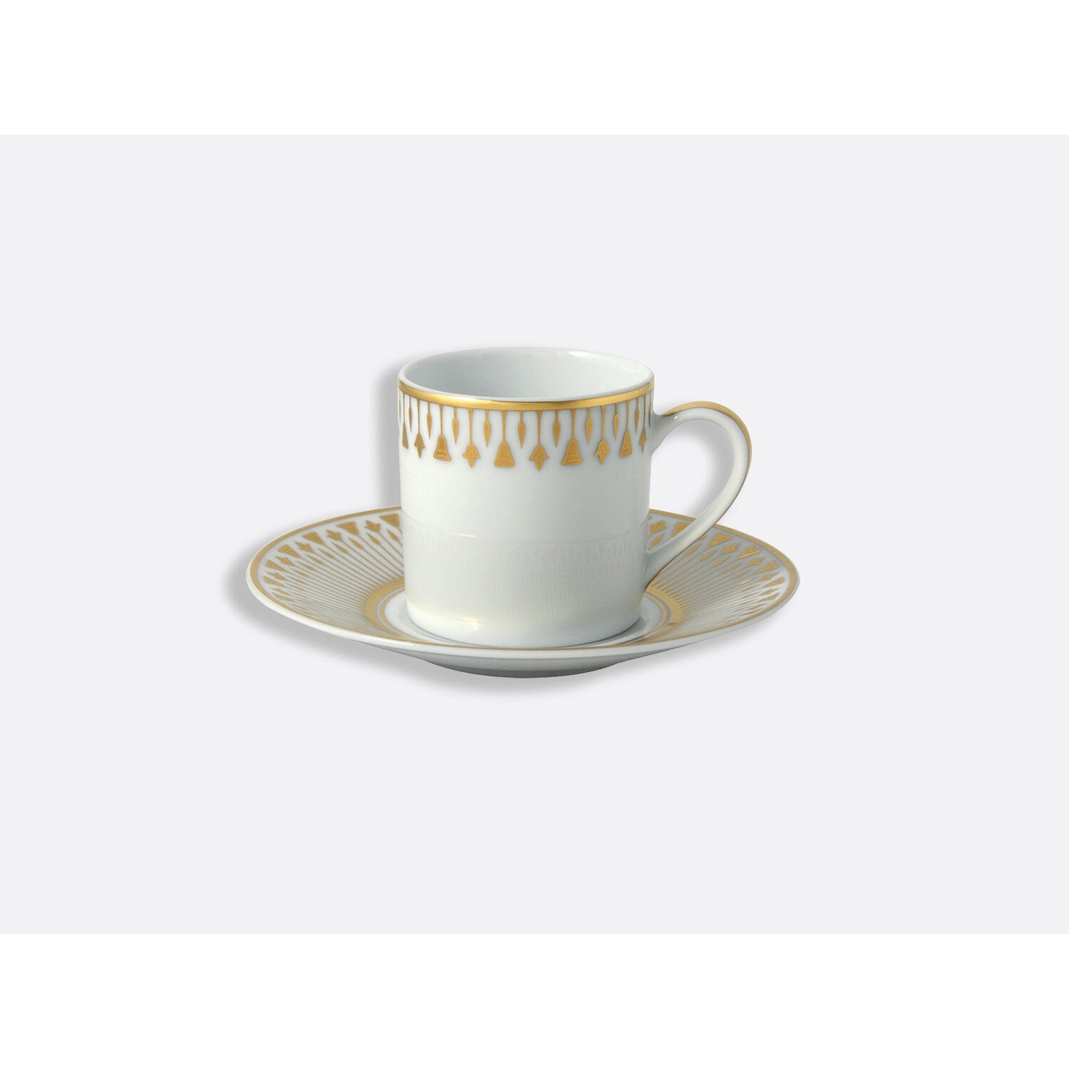 Bernardaud Espresso cup and saucer gift box - 3 oz, Limoges porcelain, Soleil Levant collection, detail view