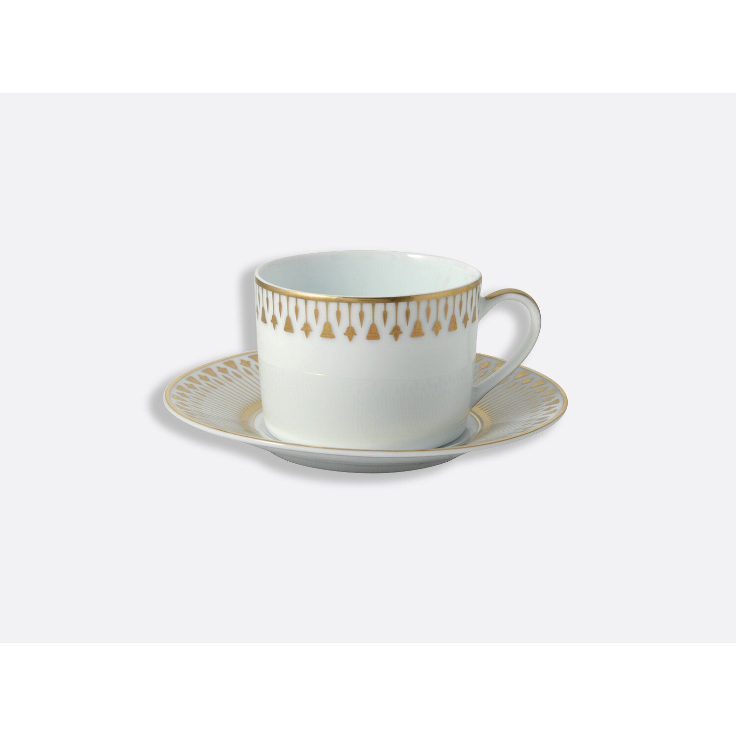 Bernardaud Tea cup and saucer gift box - 5 Oz, Limoges porcelain, Soleil Levant collection, detail view
