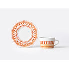 Bernardaud Tea cup and saucer gift box 5 oz, Limoges porcelain, Terra Rosa collection, detail view